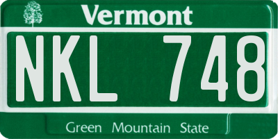 VT license plate NKL748