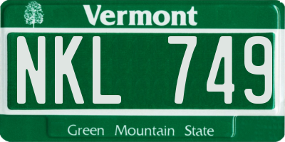 VT license plate NKL749