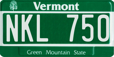 VT license plate NKL750