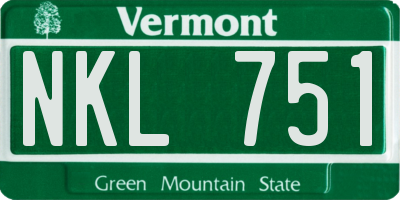 VT license plate NKL751