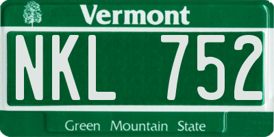 VT license plate NKL752