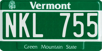 VT license plate NKL755