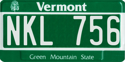 VT license plate NKL756