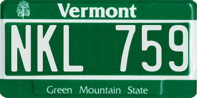 VT license plate NKL759