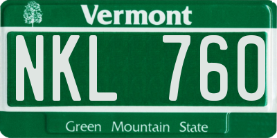 VT license plate NKL760