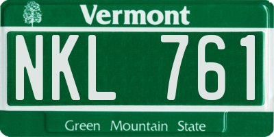 VT license plate NKL761