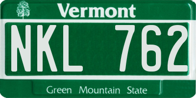 VT license plate NKL762