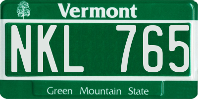 VT license plate NKL765