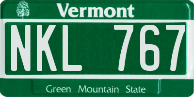 VT license plate NKL767