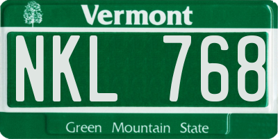 VT license plate NKL768