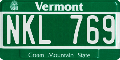VT license plate NKL769