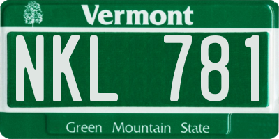 VT license plate NKL781