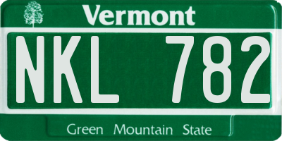 VT license plate NKL782