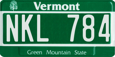 VT license plate NKL784