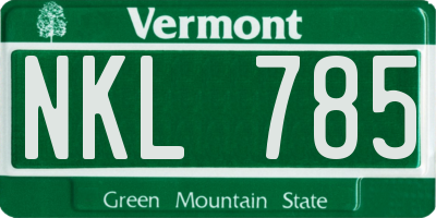 VT license plate NKL785