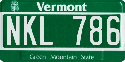 VT license plate NKL786