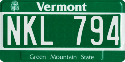 VT license plate NKL794