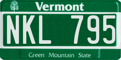 VT license plate NKL795