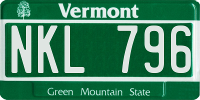 VT license plate NKL796