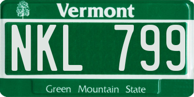 VT license plate NKL799
