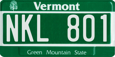 VT license plate NKL801