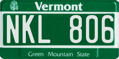 VT license plate NKL806