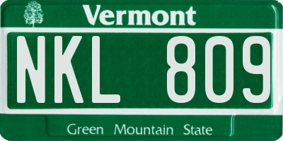 VT license plate NKL809