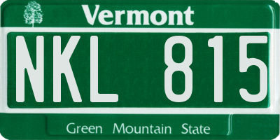 VT license plate NKL815