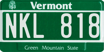 VT license plate NKL818