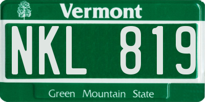 VT license plate NKL819
