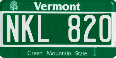 VT license plate NKL820