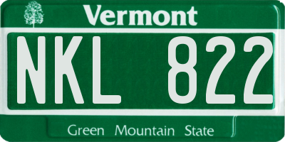 VT license plate NKL822