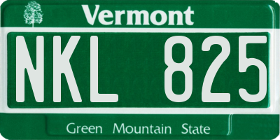 VT license plate NKL825