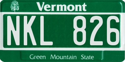 VT license plate NKL826