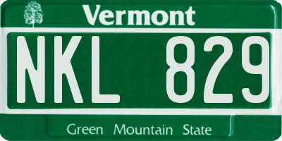 VT license plate NKL829