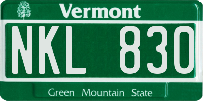 VT license plate NKL830