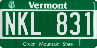 VT license plate NKL831