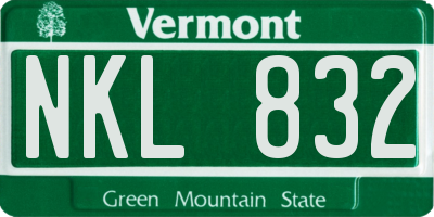 VT license plate NKL832