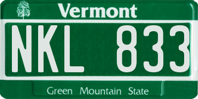 VT license plate NKL833