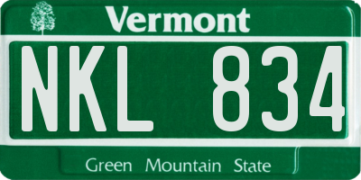 VT license plate NKL834