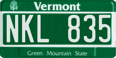VT license plate NKL835