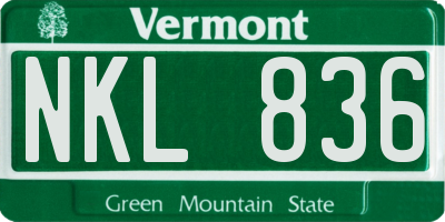 VT license plate NKL836