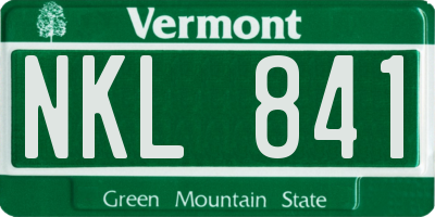 VT license plate NKL841