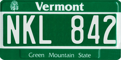 VT license plate NKL842
