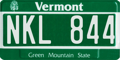 VT license plate NKL844