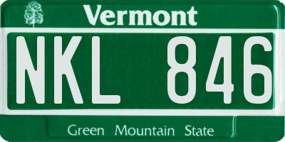 VT license plate NKL846