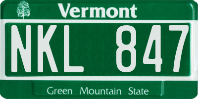 VT license plate NKL847