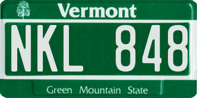 VT license plate NKL848