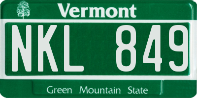 VT license plate NKL849