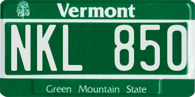 VT license plate NKL850
